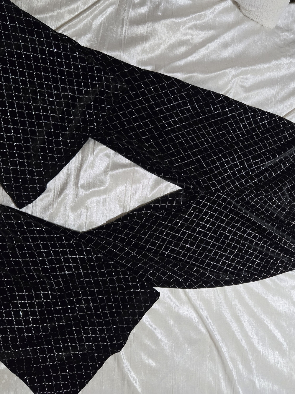 Bear Dance Black Velvet Pants with Silver Diamond Accent Size L EUC. - Picture 3 of 11